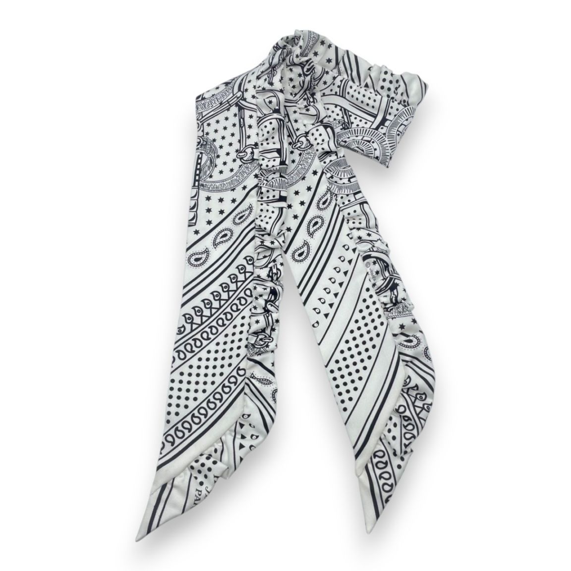 エルメス ツイリー エプロン・ドール・バンダナ ブラン/ノワール