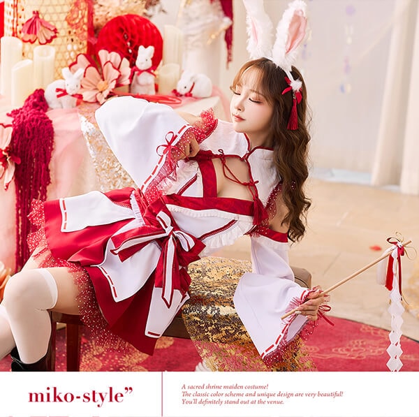 即日発送】ポルカドットドーリー巫女バニー《オリジナルコスプレ7点