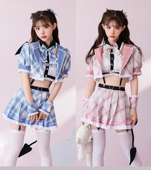 即日発送】チェックデビル制服コスチューム《ハロウィンコスプレ10点