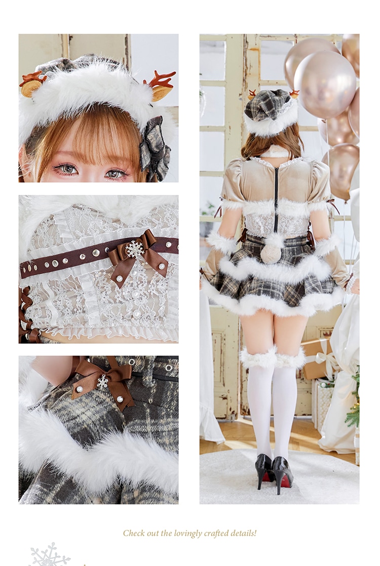 即日発送】フレンチチェックノエルトナカイ《クリスマスコスプレ9点