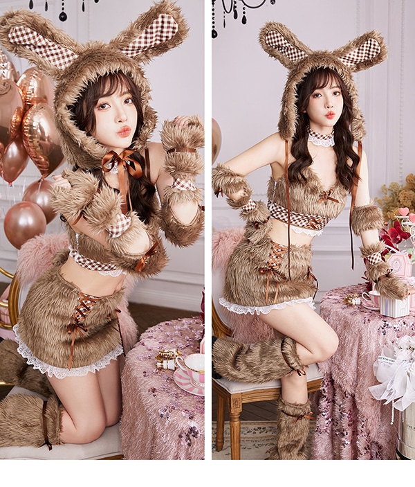 即日発送】テディバニーギンガムファーセットアップ《ハロウィン