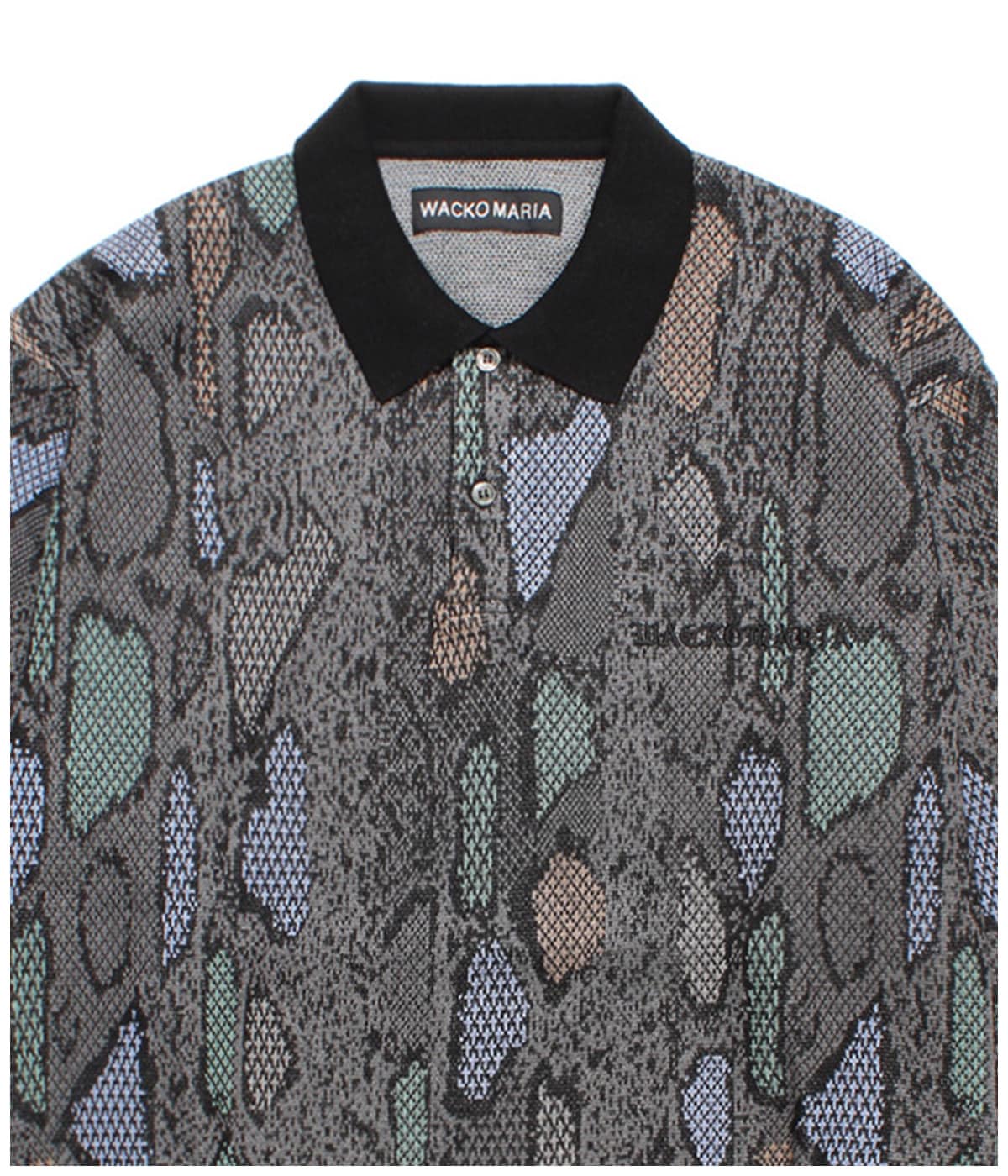 PYTHON JACQUARD KNIT POLO SHIRT【CHARCOAL】｜WACKO MARIA｜MELTING