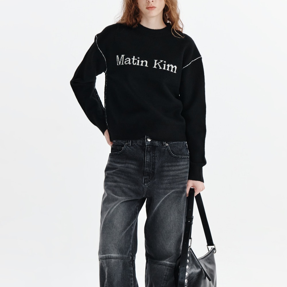 MATIN KIM ニット セーター COLOR LINE POINT LOGO KNIT PULLOVER
