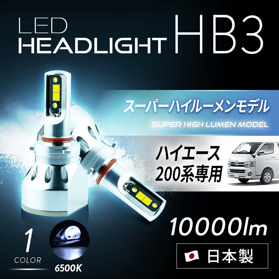 スーパーハイルーメンモデル】HB3 ハイエース ハイビーム専用 かんたん