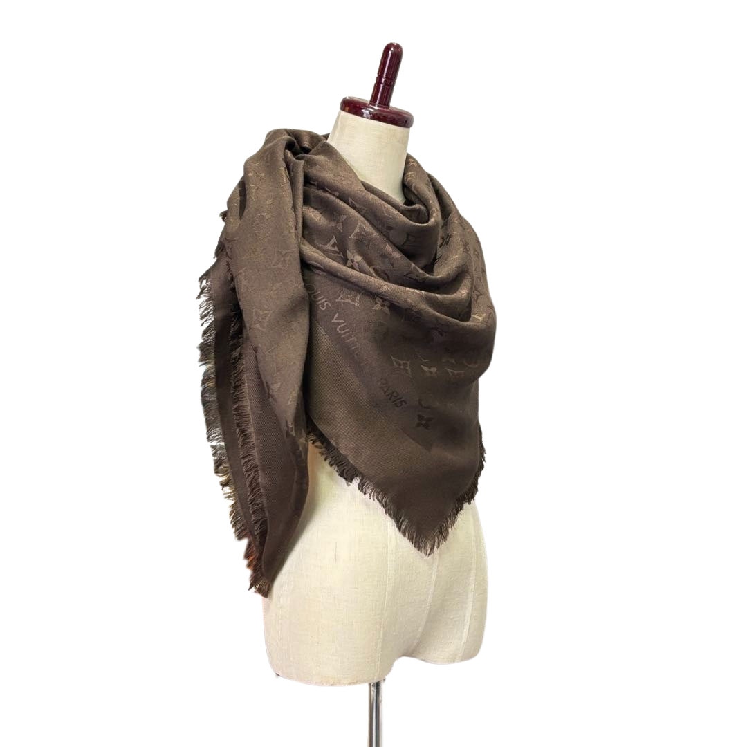 LOUIS VUITTON ルイヴィトン ショール・モノグラム シルク/ウール