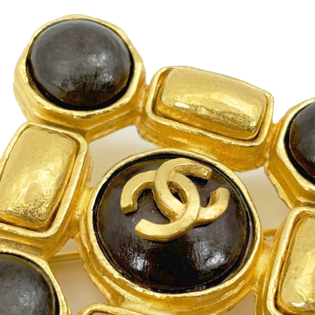 CHANEL シャネル ヴィンテージブローチ ココマーク カラーストーン 97A
