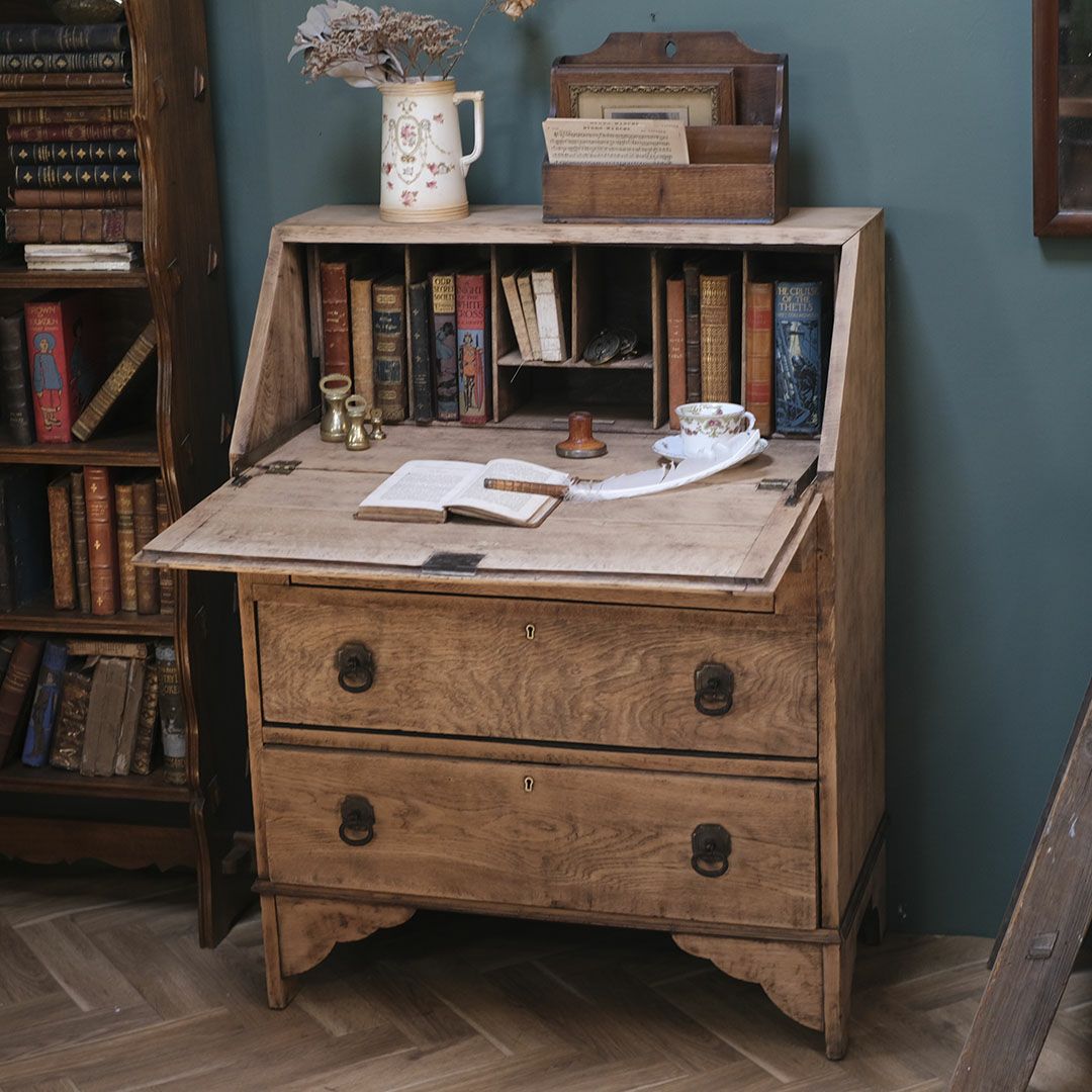 アンティーク 剥離されたライティングビューロー イギリス オーク材