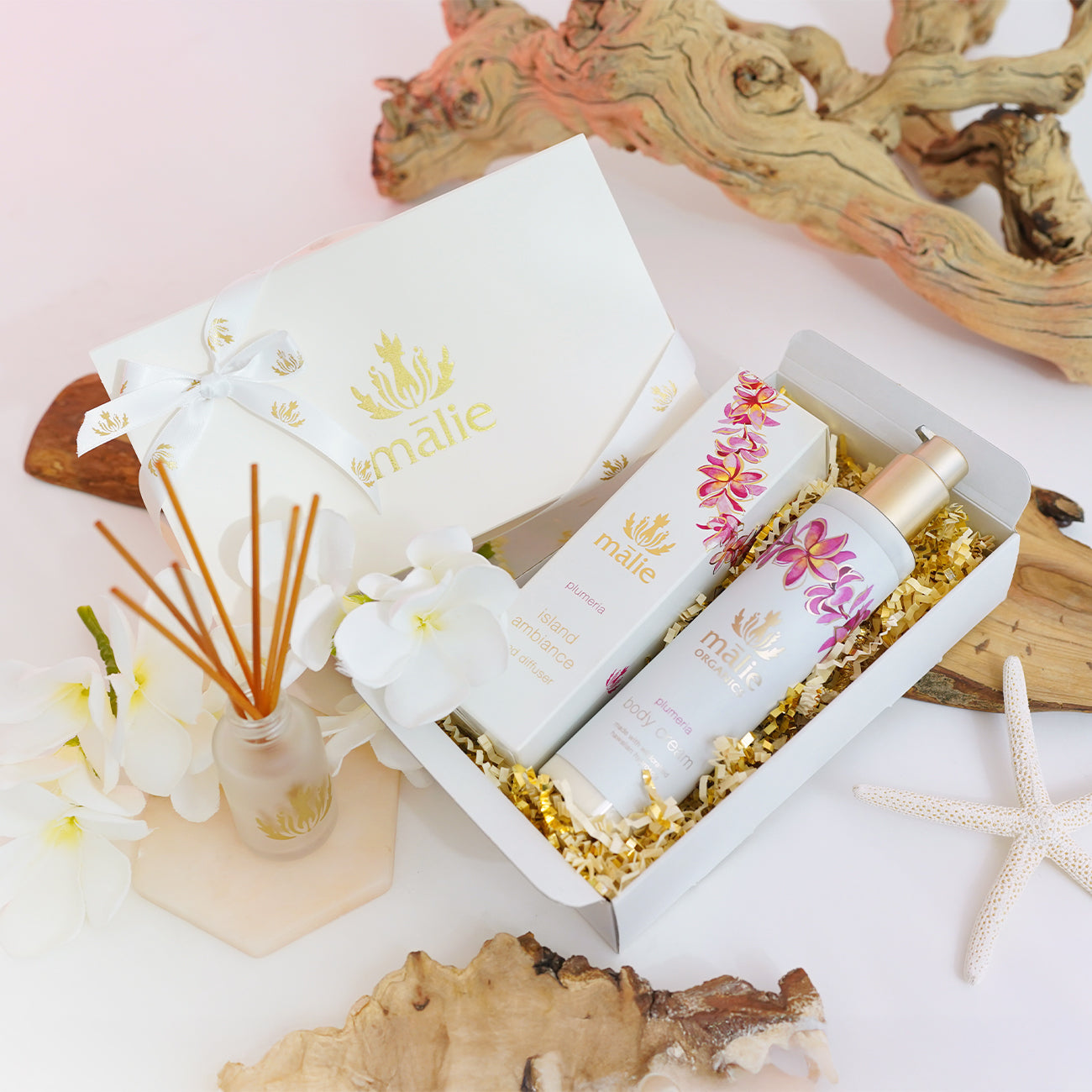 Malie オフィシャルギフトセット 「ボディクリーム&リード