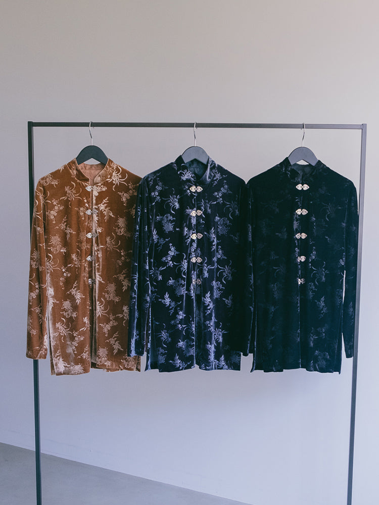Velour China Hook Shirt｜チャイナボタンのベロアシャツ – MARTE