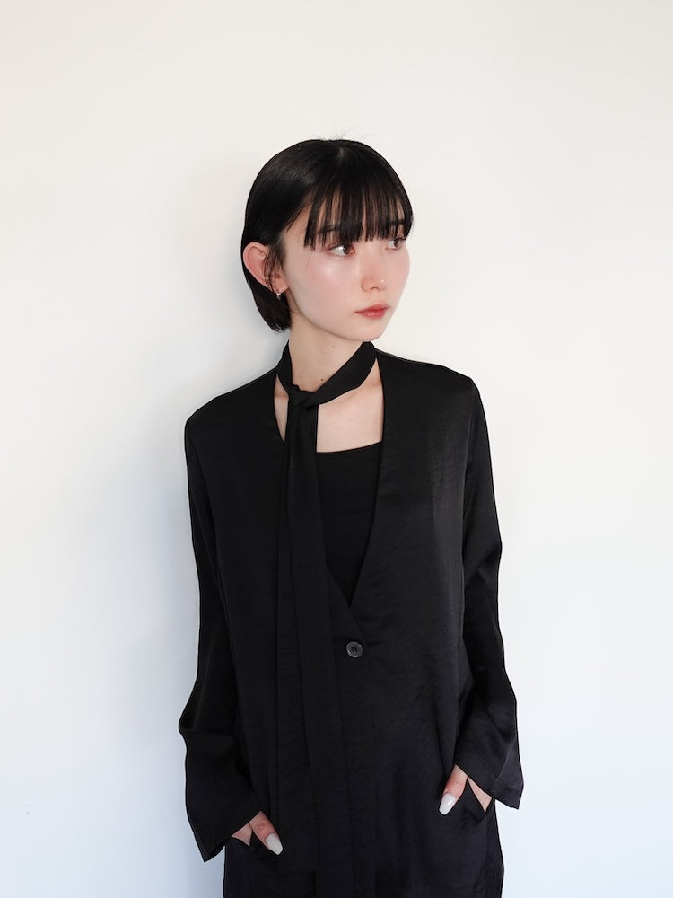 Long Tie Satin Jacket｜ロングタイサテンジャケット – MARTE