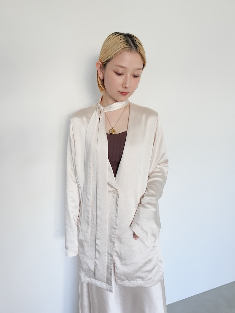 Long Tie Satin Jacket｜ロングタイサテンジャケット – MARTE
