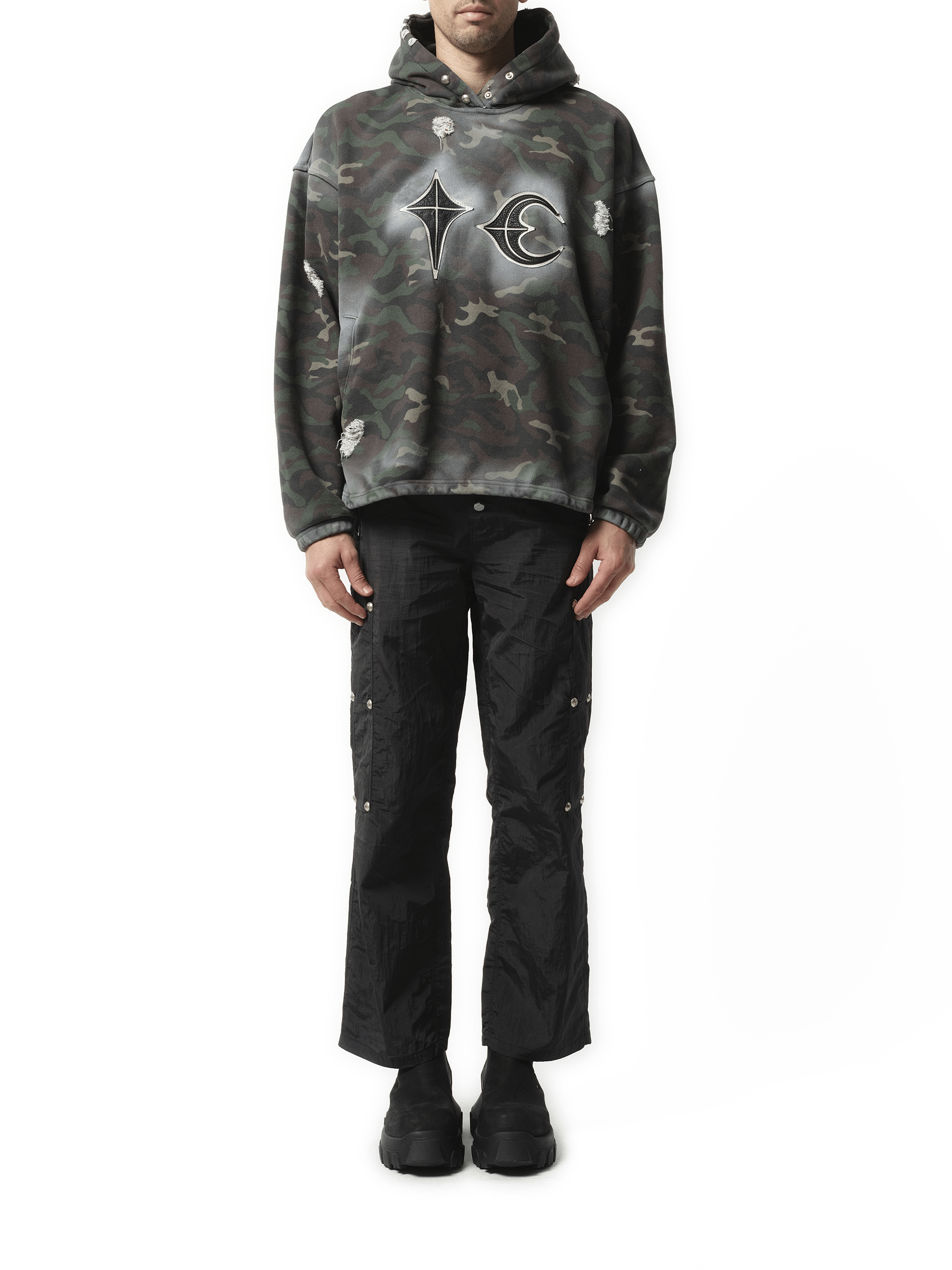 THUG CLUB Sprayed Camoflage Rock Hoodie in Camo | MARAIS