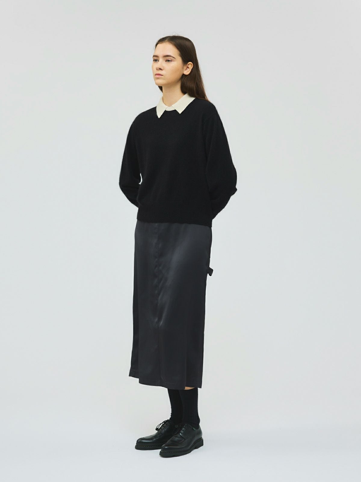 3/9(月)正午販売終了】mizuiro ind ハイゲージ襟付きプルオーバー