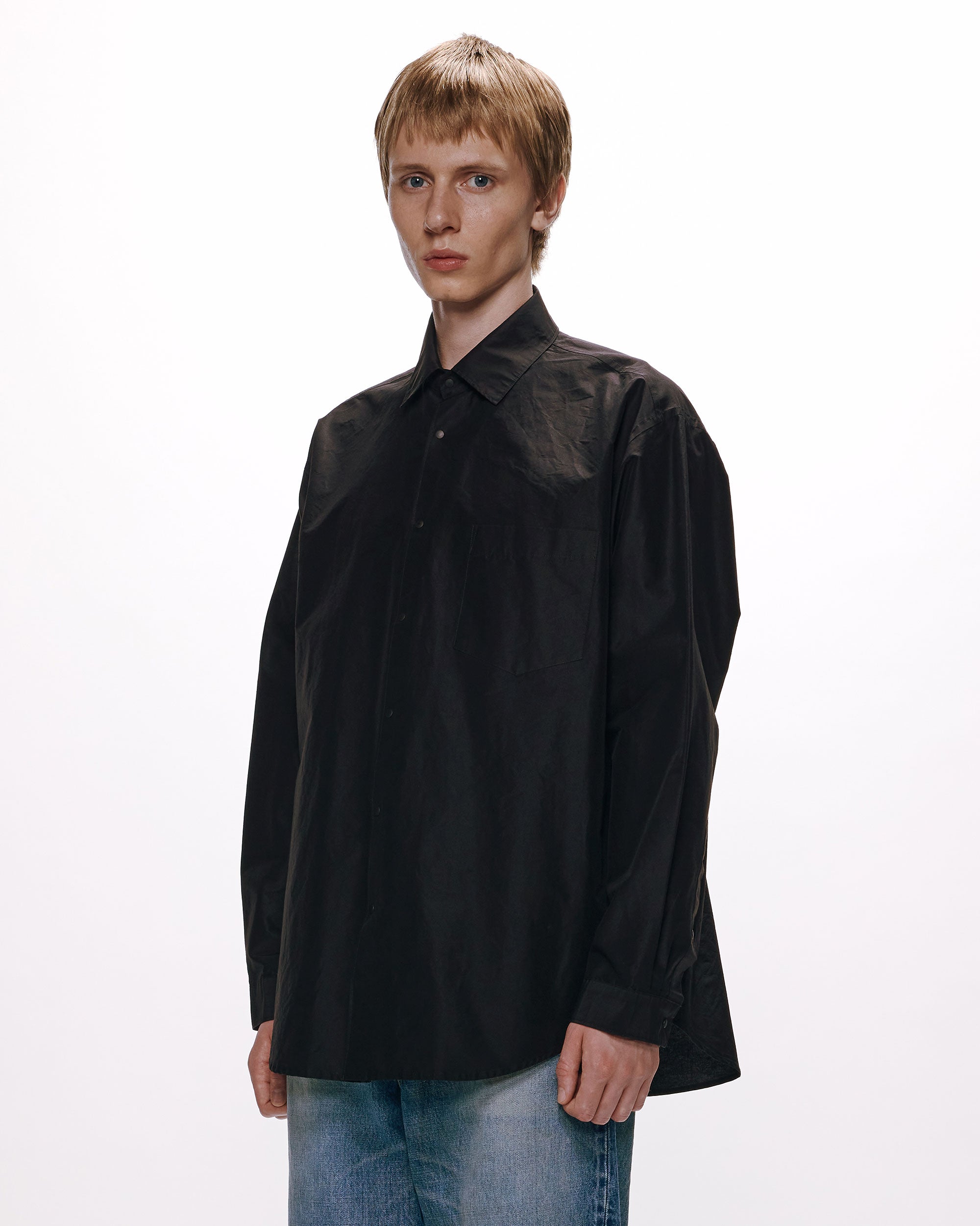 オーガニックコットンシルク高密度タイプライター / スナップボタン