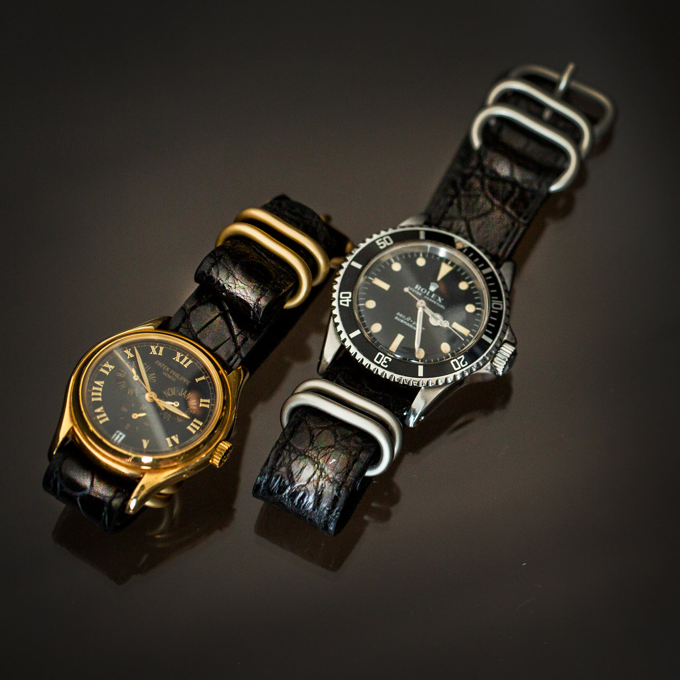 THE SOLE（ザソール）NATOベルトクロコダイルブラック（ゴールド