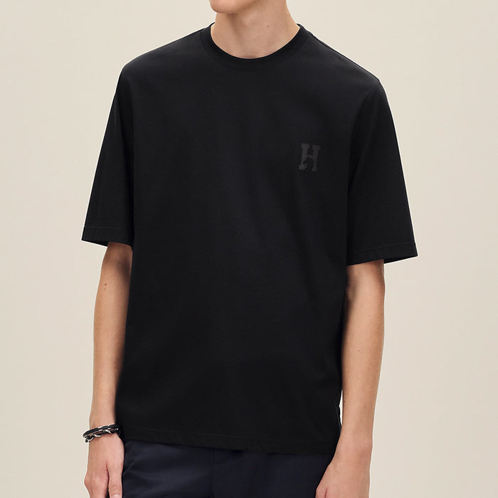 HERMES H'CHEVAL T-SHIRT WITH LEATHER DETAIL│エルメス Tシャツ