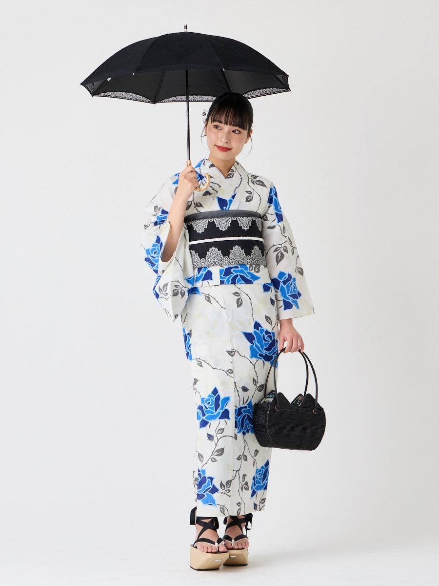 浴衣単品「 NaturalFurifu 青薔薇 」(FREE ブルー): ふりふ ｜ミマツ