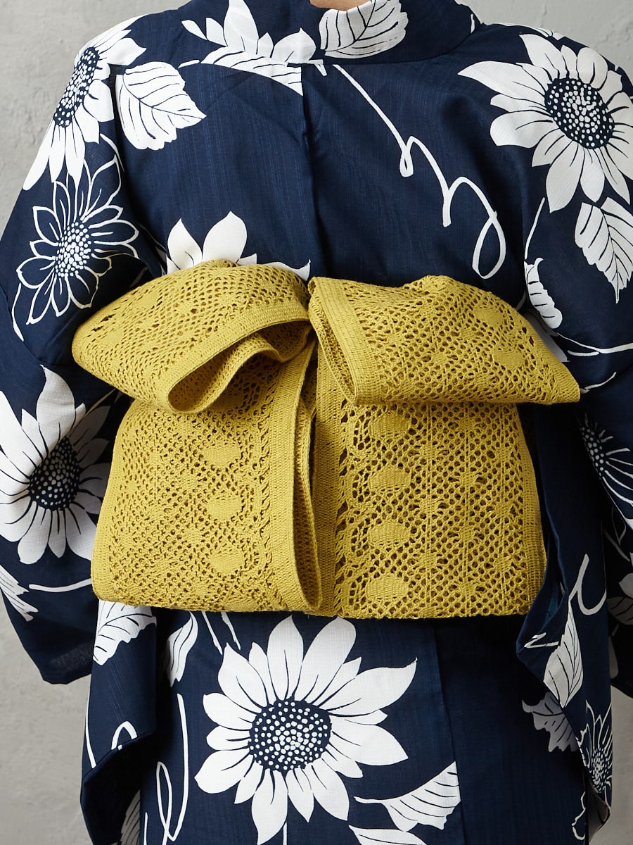 WEB限定】 ひまわり浴衣3点セット（浴衣+半巾帯+着付け冊子）(FREE