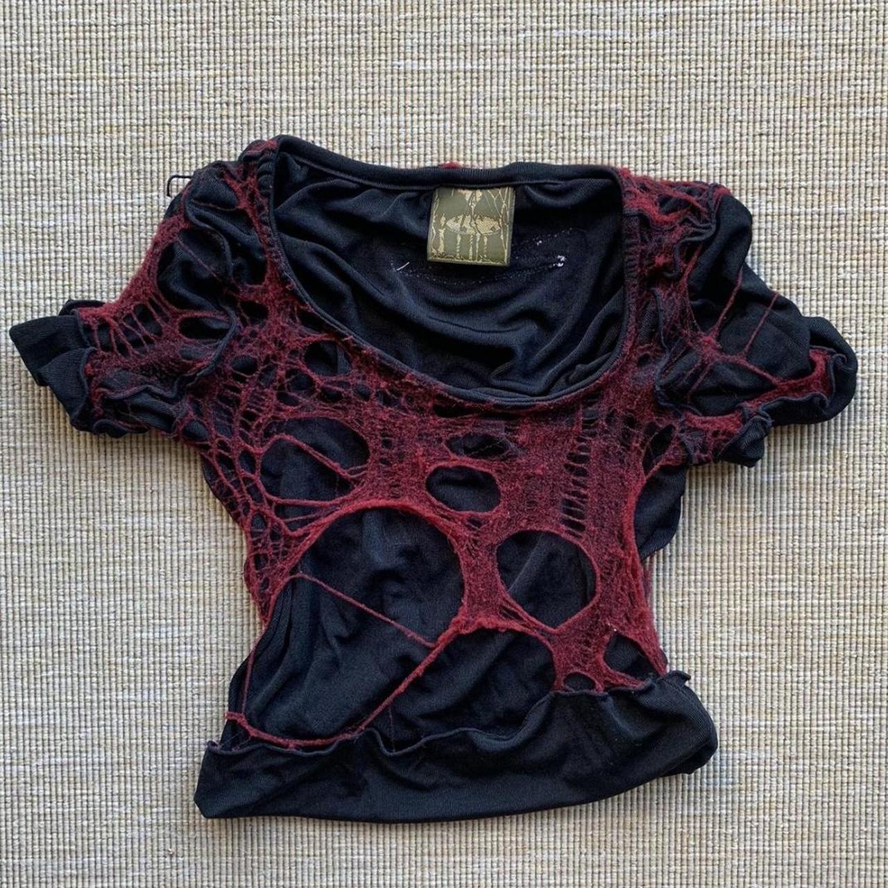 alice auaa red spider web top and arm warmers set | Depop