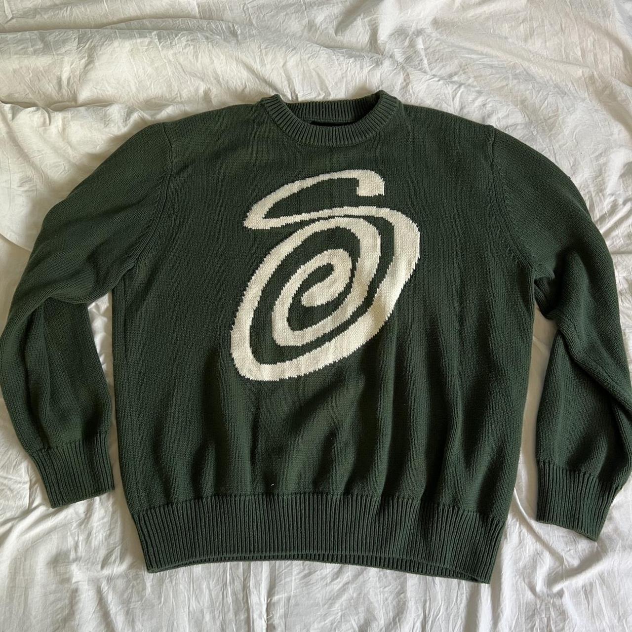 Stussy Green Curly S Knit Sweater Tag Size - | Depop