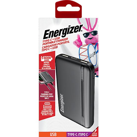Energizer 5,000mAh Power Bank with 2 USB & 1 Type C Port at