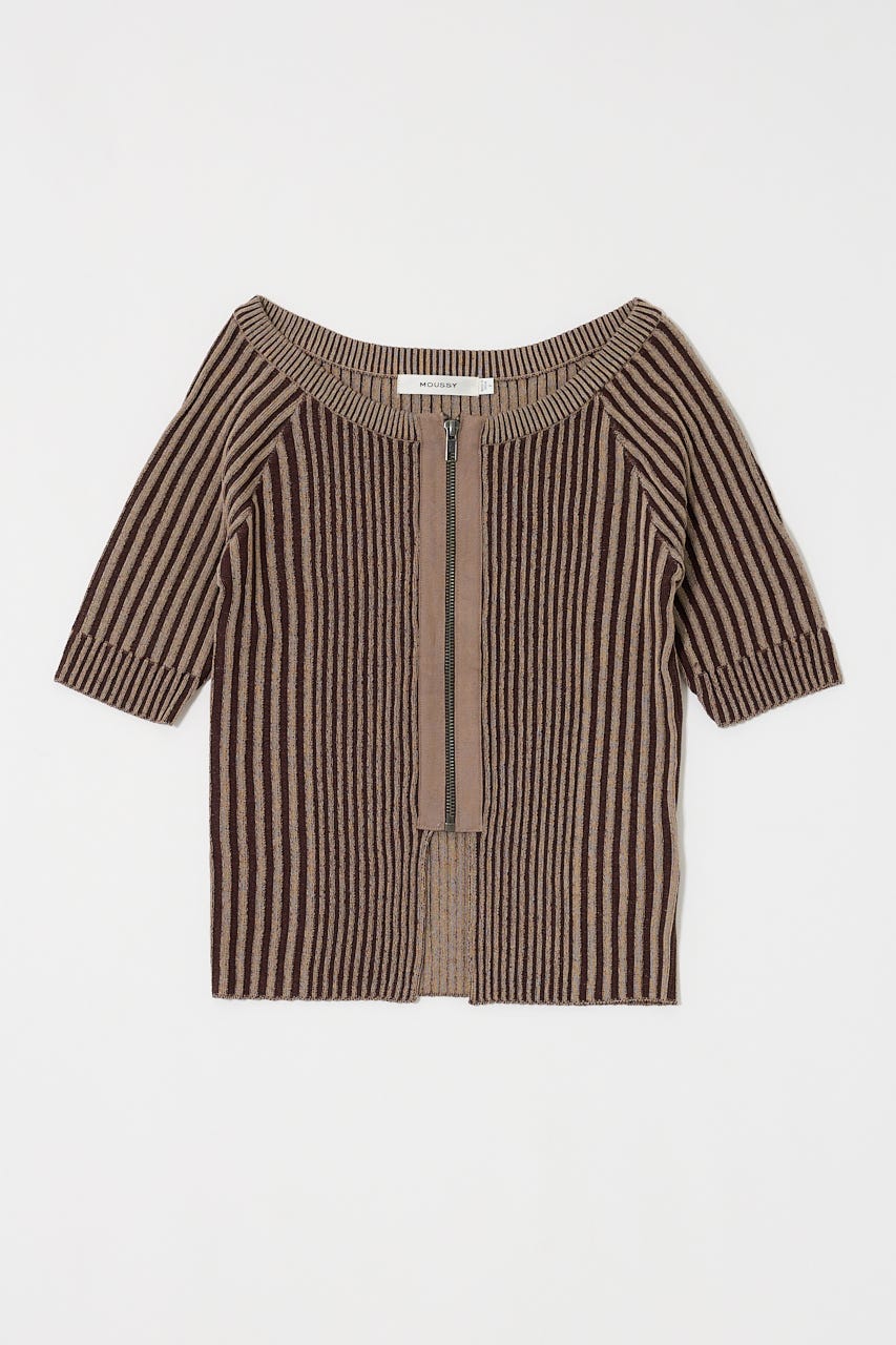MOUSSY | ZIP UP RIB トップス (ニット ) |SHEL'TTER WEBSTORE