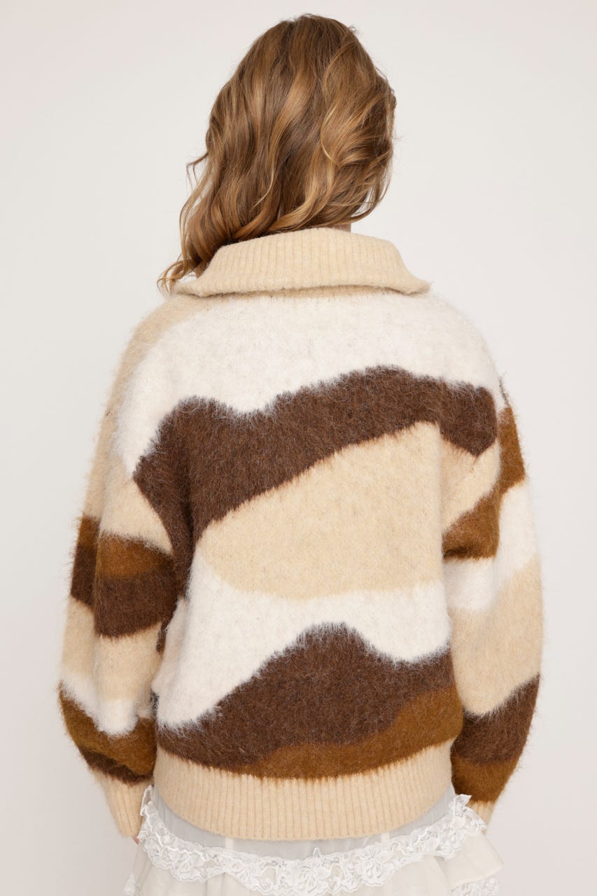 SLY | FRONT ZIP MARBLE KNIT トップス (ニット ) |SHEL'TTER WEBSTORE