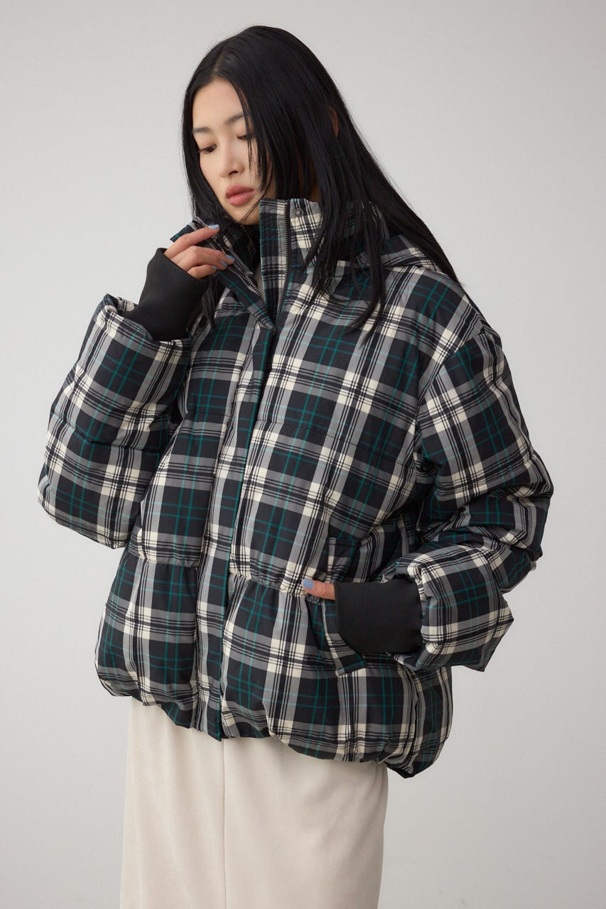 AZUL BY MOUSSY | B-HEAT フード付き中綿チェックジャケット (コート