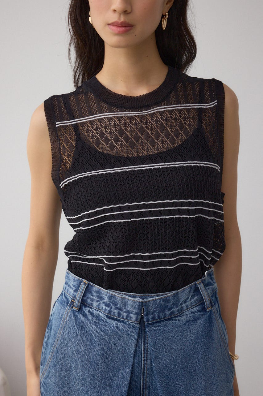 AZUL BY MOUSSY | シアークロシェニットタンクトップ (タンクトップ