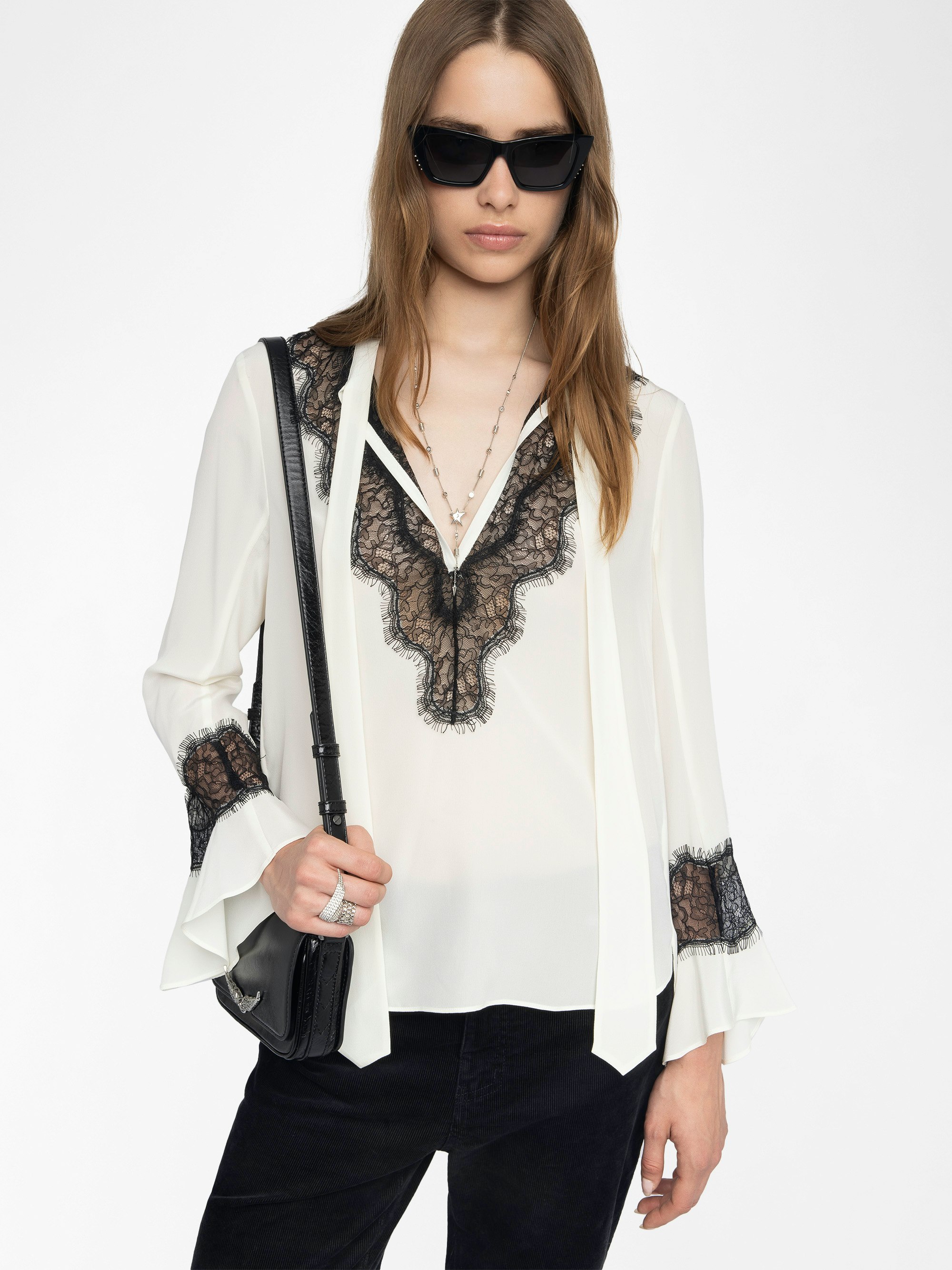 Silk Shirt with Black Lace | Zadig&Voltaire | Zadig&Voltaire