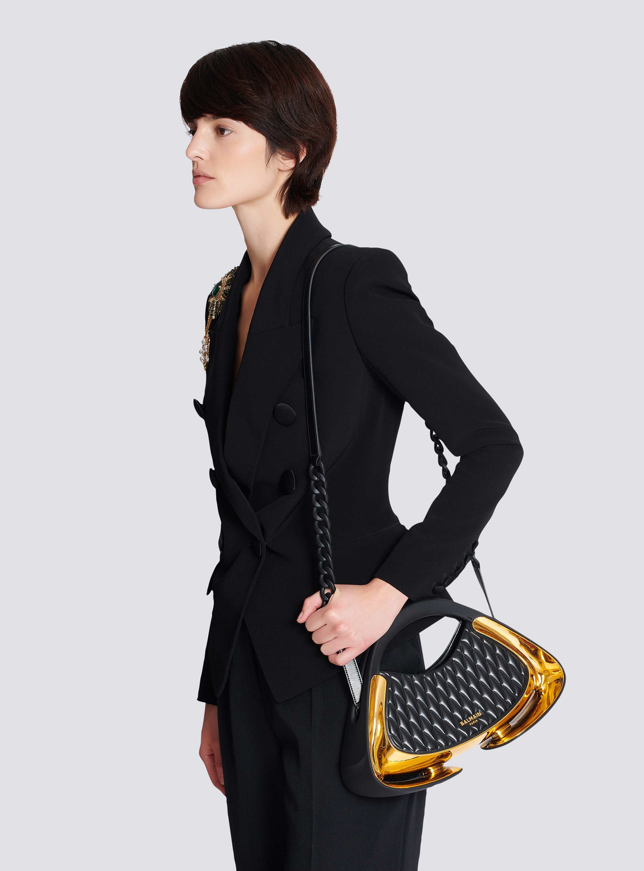 Quilted medium Jolie Madame bag gold gold - Women | BALMAIN