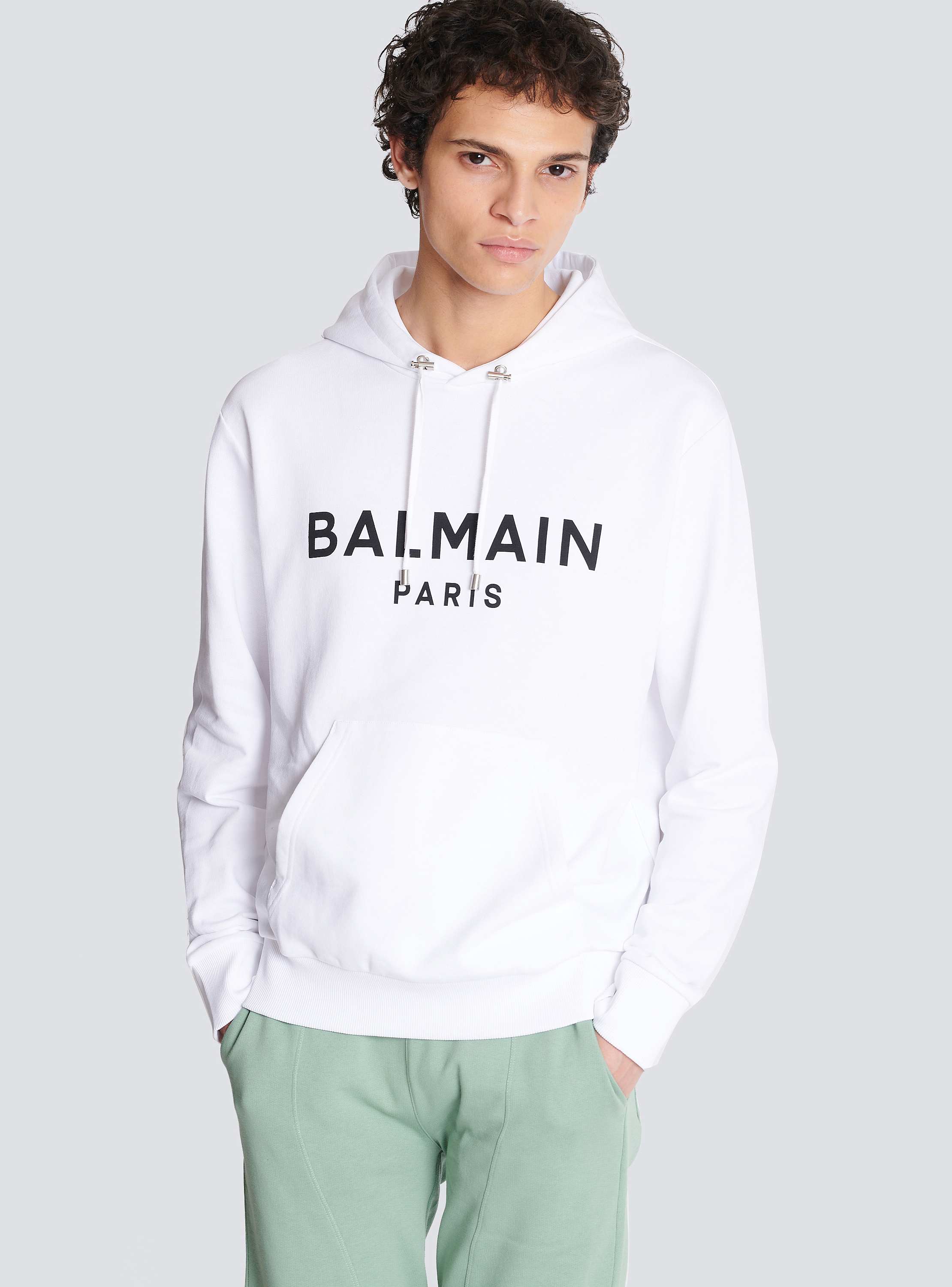 Printed Balmain Paris hoodie white white - Men | BALMAIN