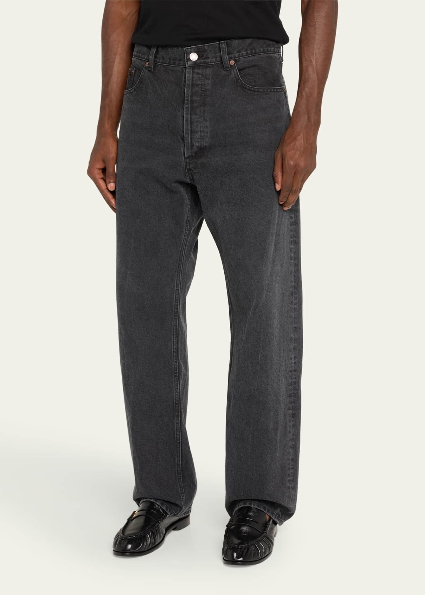 Saint Laurent Men's Loose-Fit Faded Denim Jeans - Bergdorf Goodman