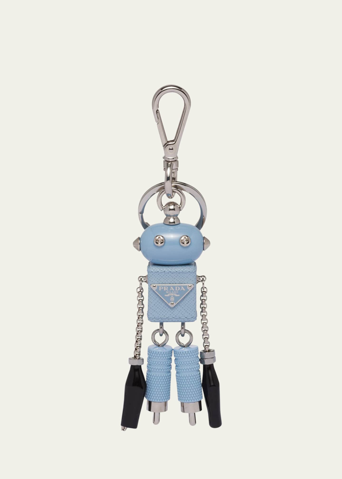 Prada Men's Saffiano Leather Edward Trick Robot Keychain