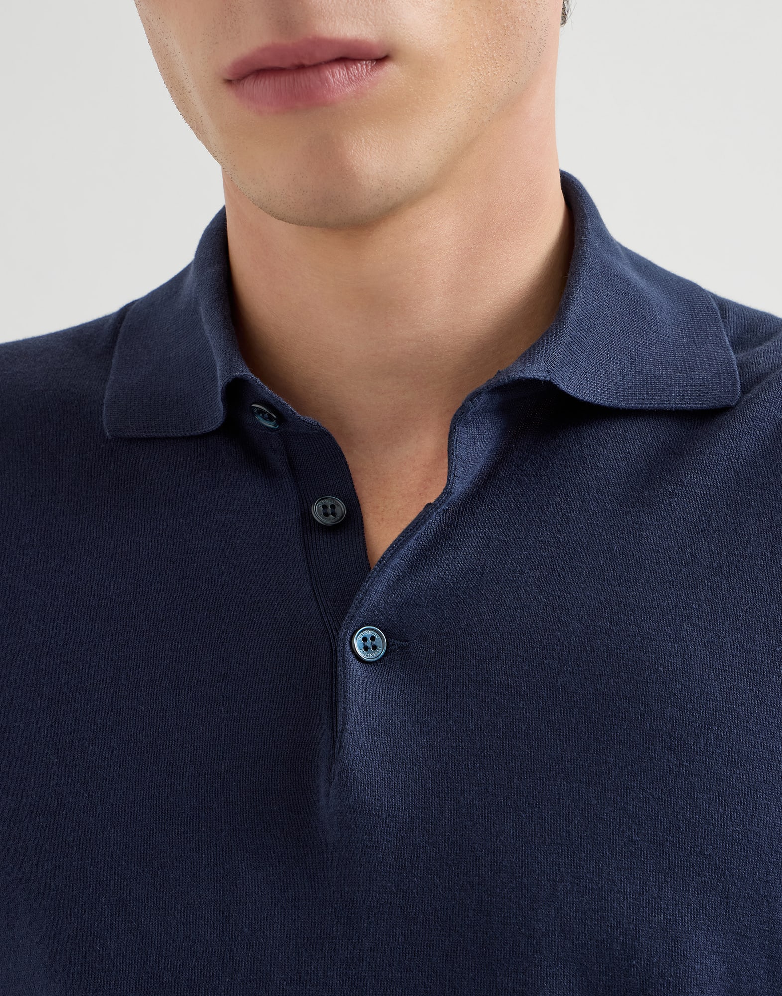 Polo-style sweater for Man in Navy Blue | Brunello Cucinelli
