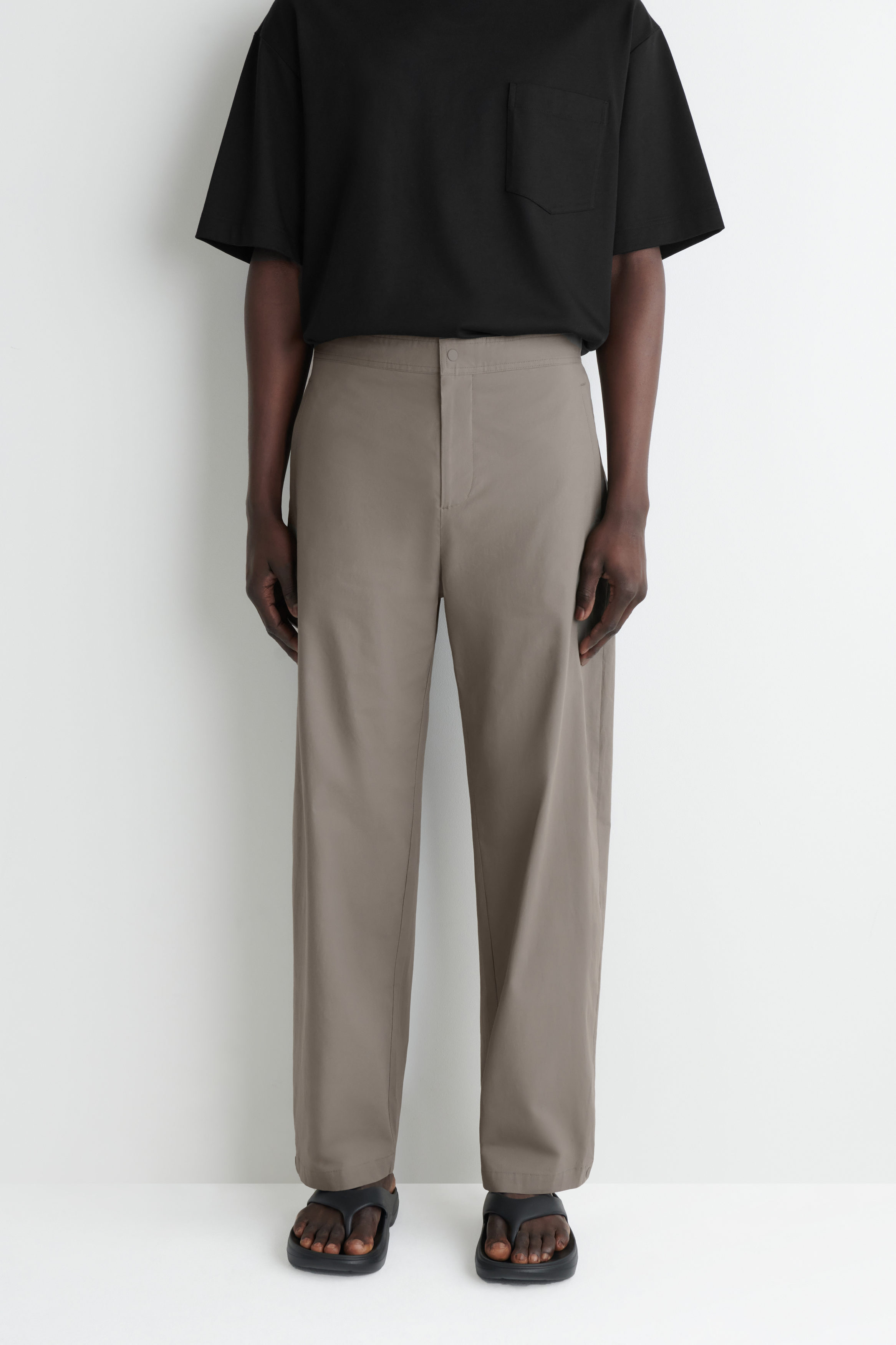 COTTON RELAXED-FIT BARREL-LEG TROUSERS - GREY | COS