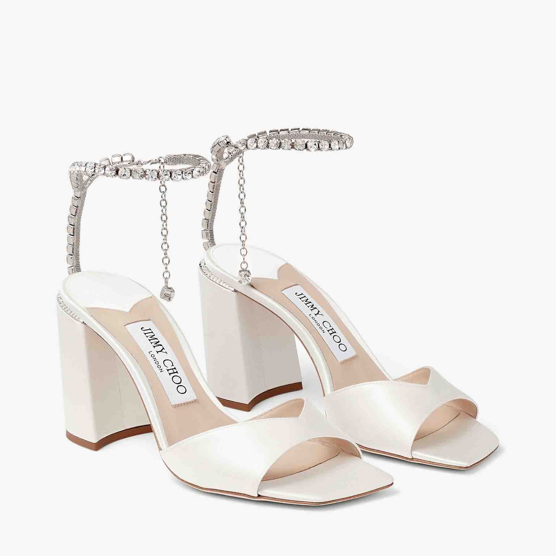 SAEDA SANDAL/BH 85 | スワロフスキークリスタルチェーン付き Ivory