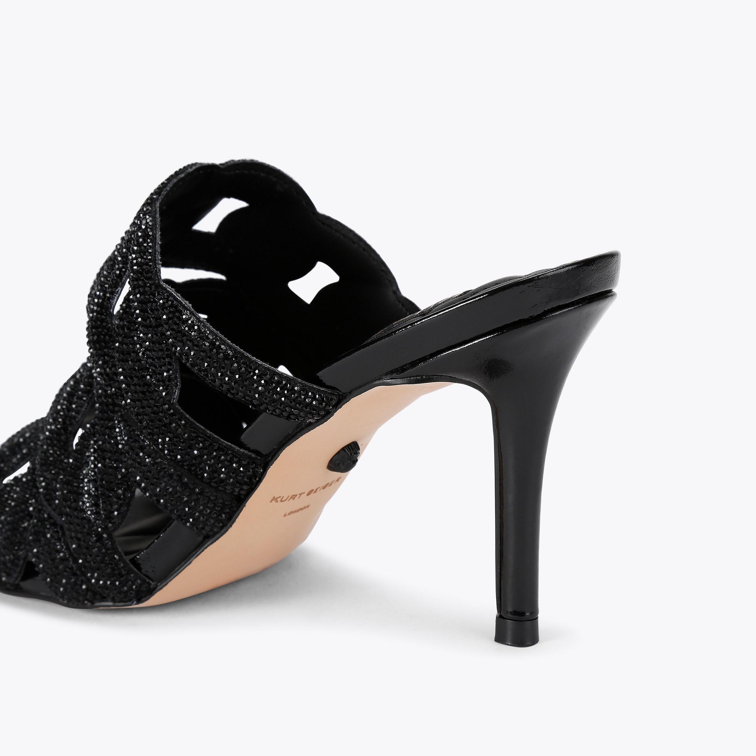 Crystal Chain Mule Black Crystal High Heel | Kurt Geiger