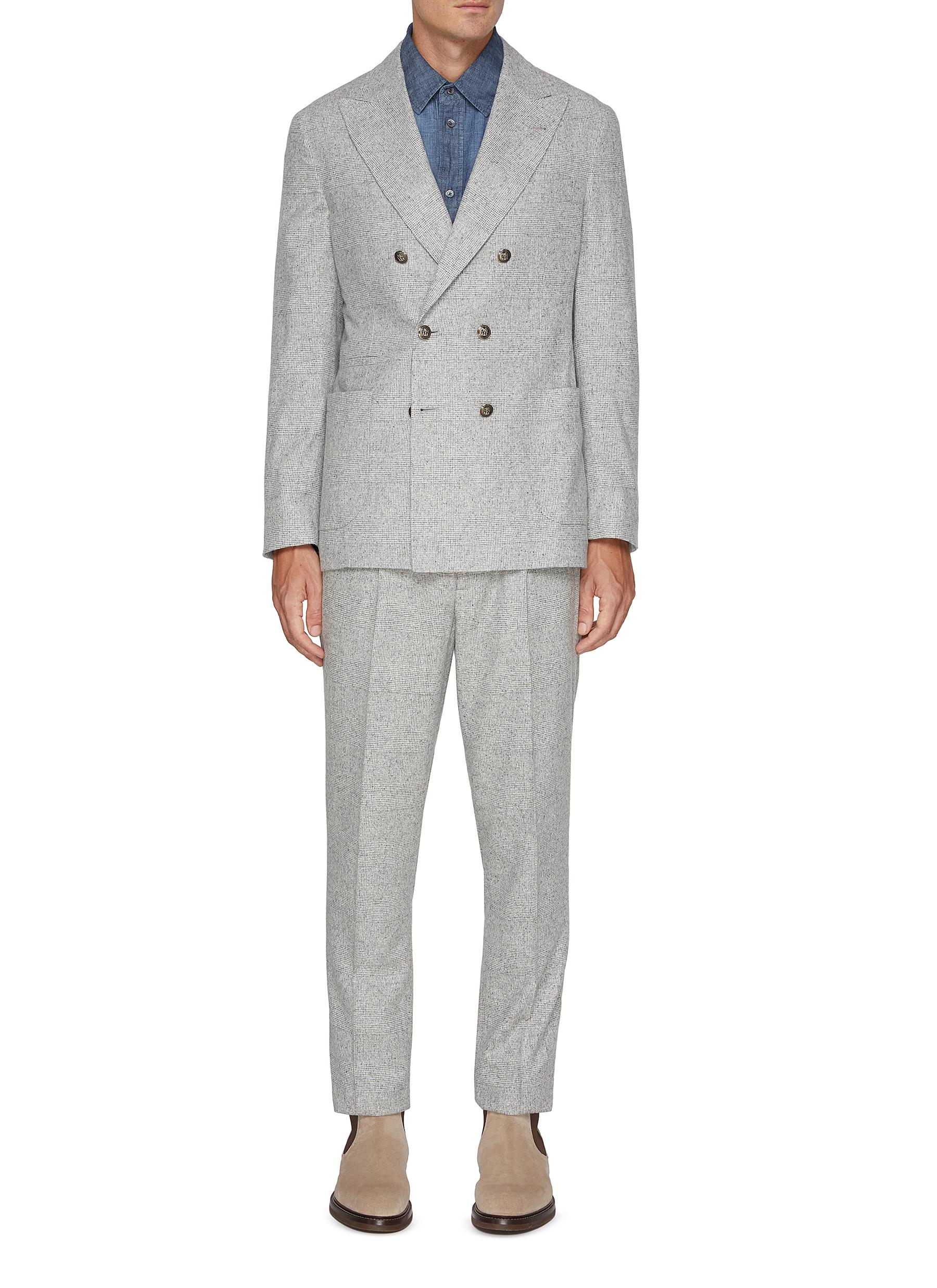BRUNELLO CUCINELLI | Double Breasted Silk Wool Cashmere Suit | Men