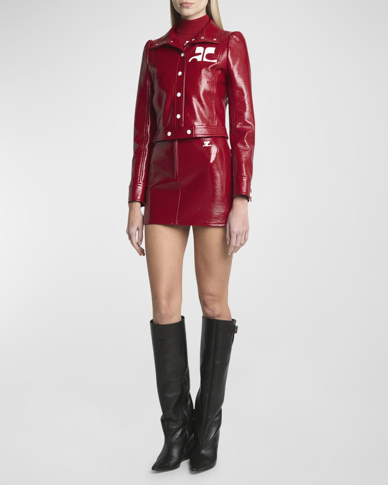 Textured Vinyl Crop Jacket | Neiman Marcus