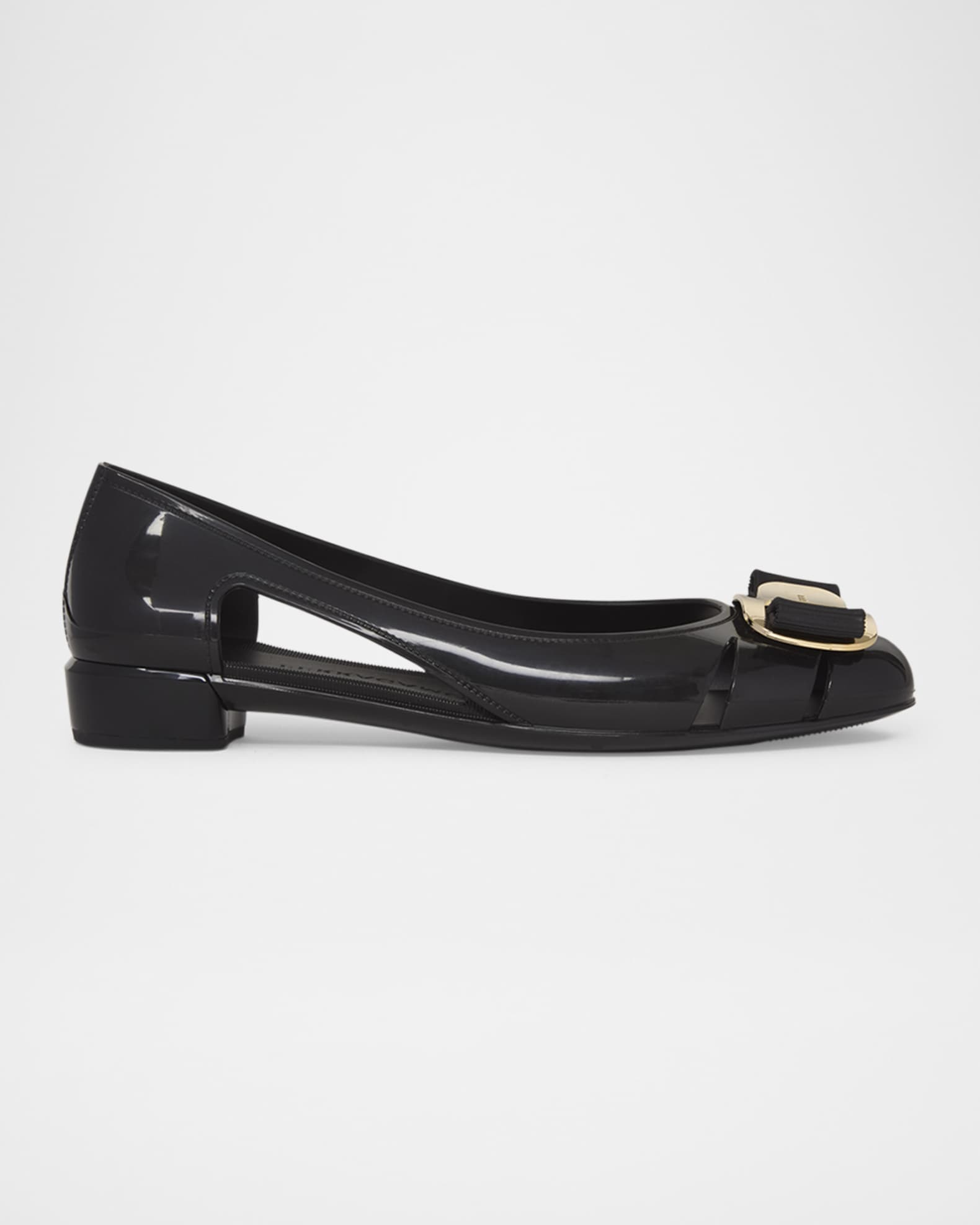 Ferragamo Nara Jelly Cutout Bow Ballerina Flats | Neiman Marcus