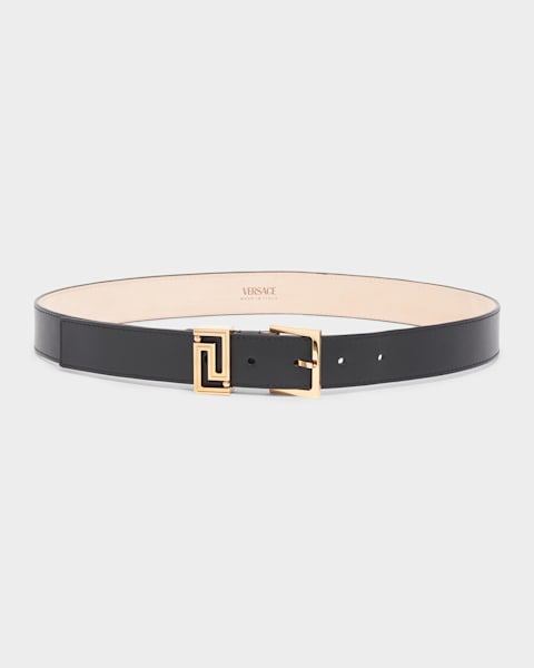 Versace Medusa Safety Pin Leather Belt | Neiman Marcus