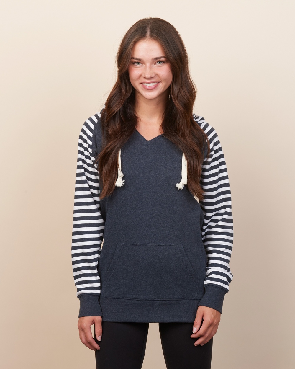 Enza® 37579 Ladies Stripe Chalk Fleece Pullover Hood - One Stop
