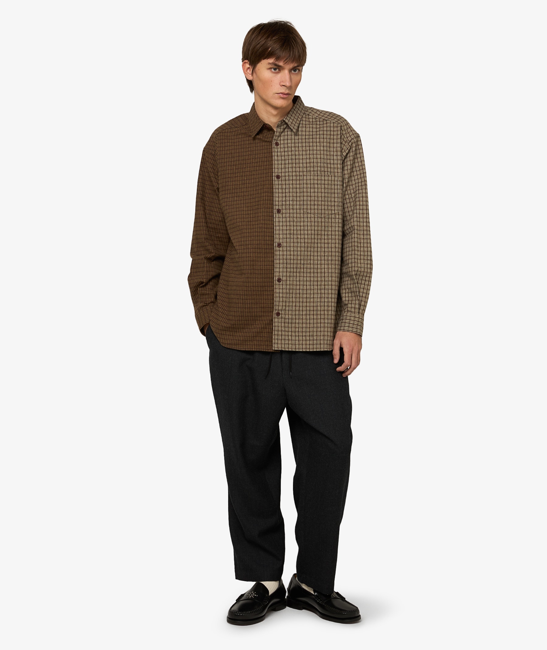 COMME des GARCONS SHIRT ブラウン ストライプ ウール COMME des