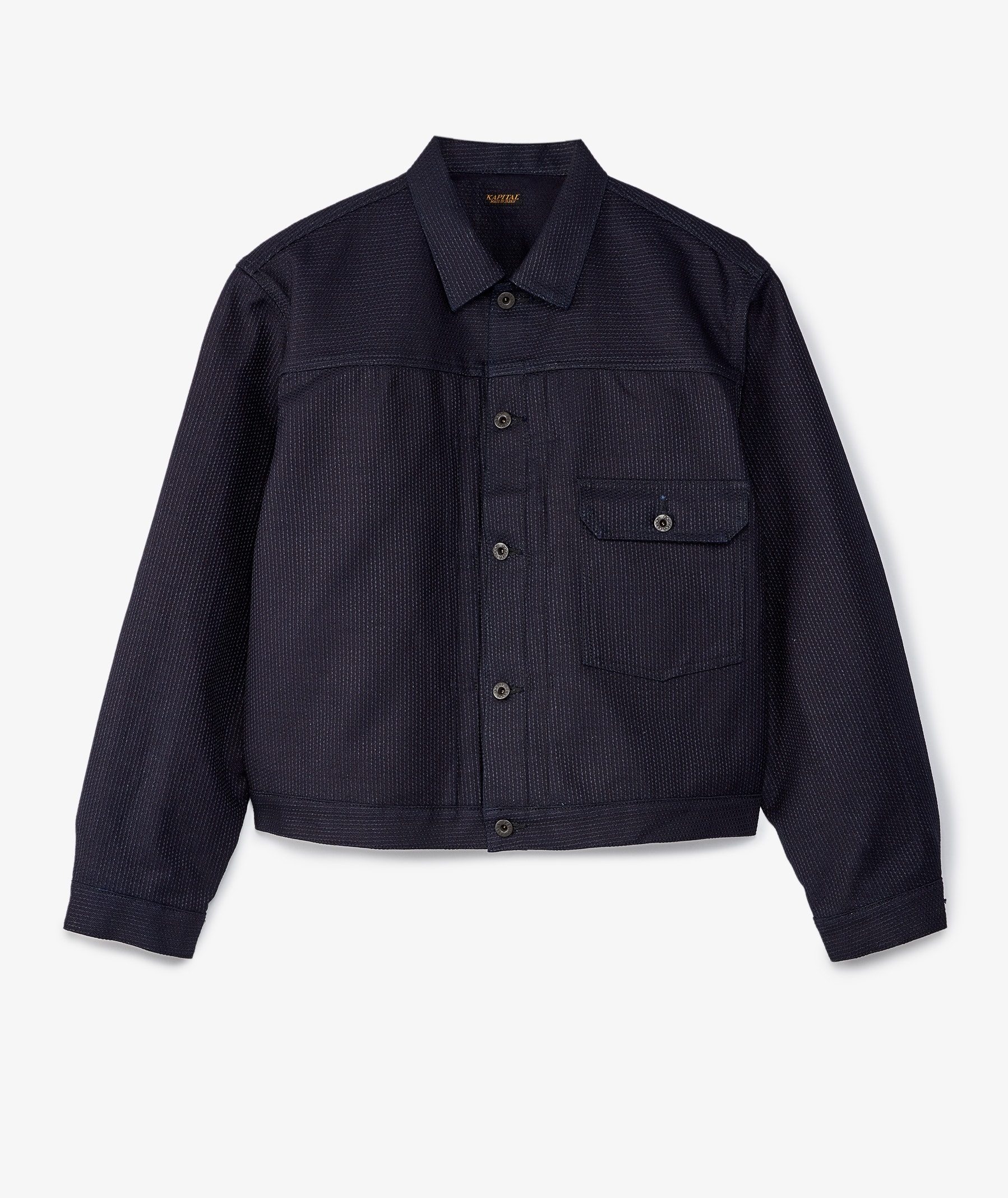 KAPITAL 11.5oz Denim Reversible Zip-Up Work Jacket in Blue | SVD USA