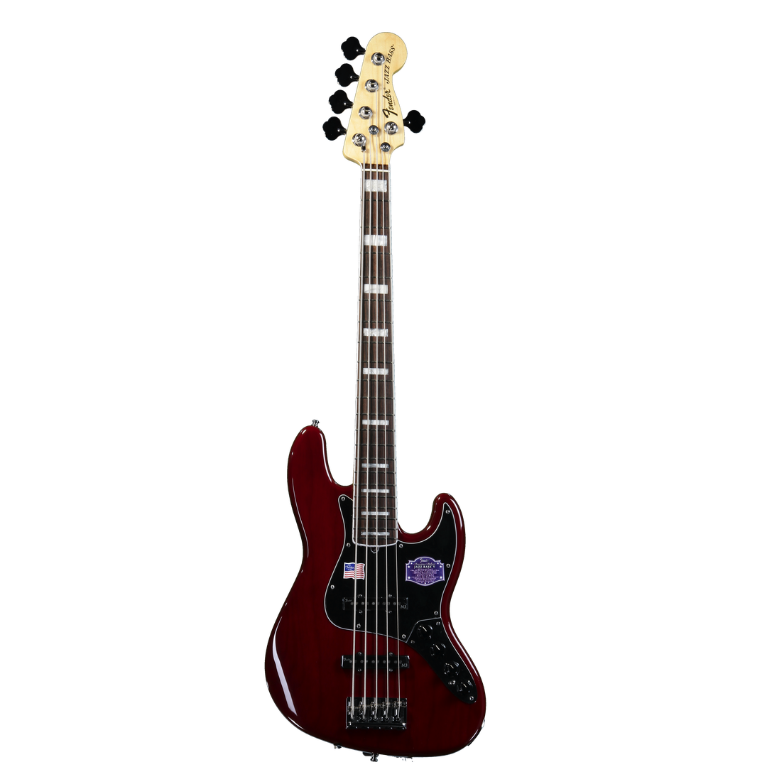 Fender American Deluxe Jazz Bass V - Wine Transparent | Sweetwater