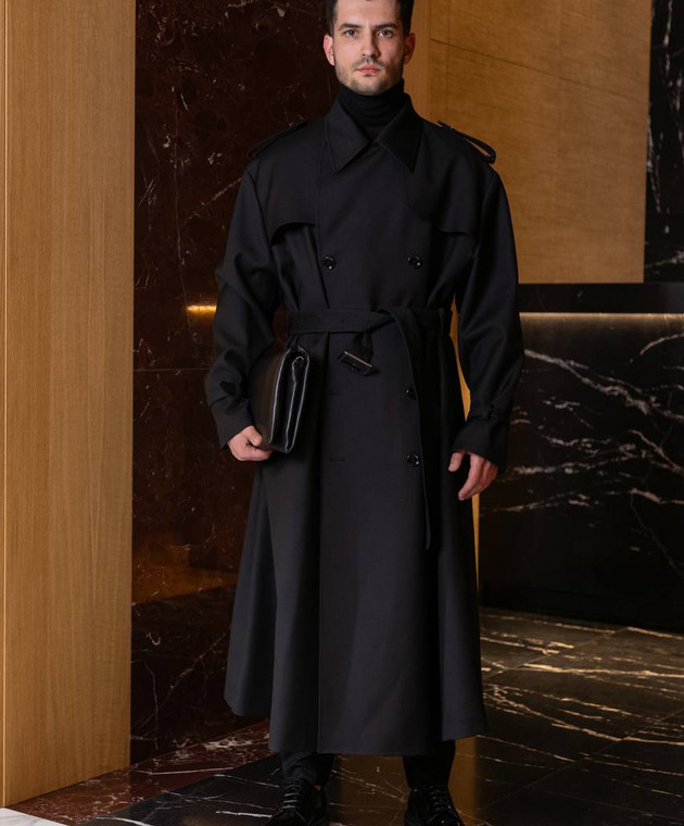 Dolce&Gabbana - Black double-breasted wool trench coat G049GTFU28P