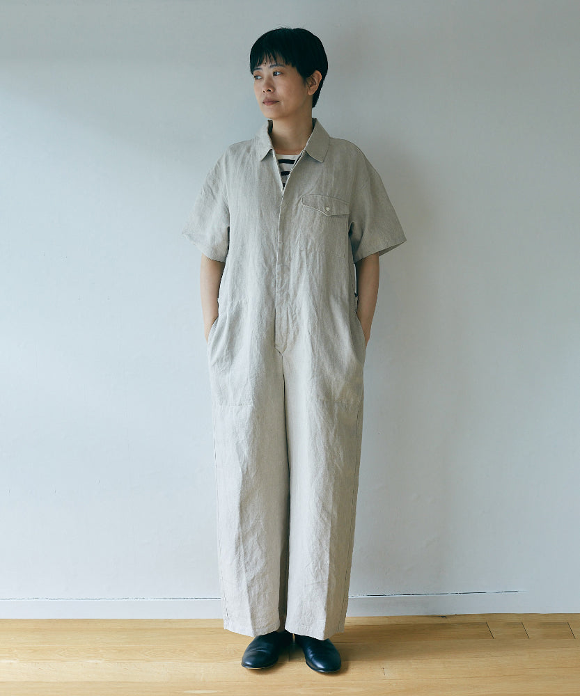 sold)オリジナルフレンチリネン 半袖比翼オールインワン – MELKIIISMYPOESY