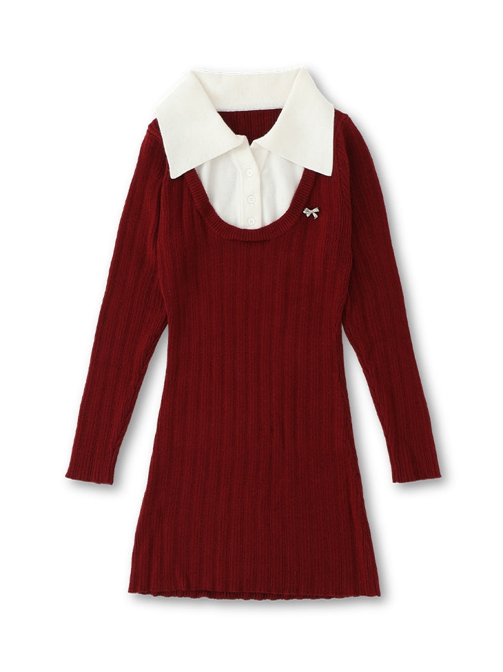 SALE】bicolor layered knit mini one piece(eme10464) – M me eme