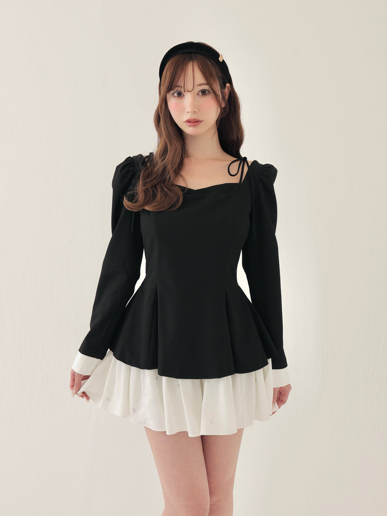 Square neck puff mini onepiece(eme10565) – M me eme